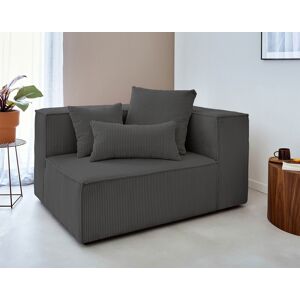 Lisa Design Colombine module d'assise droit en velours côtelé Gris foncé