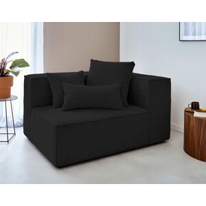 Lisa Design Colombine module d'assise droit en velours côtelé Noir