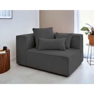 Lisa Design Colombine module d'assise gauche en velours côtelé Gris foncé