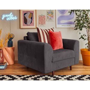 Lisa Design Rune fauteuil en velours côtelé Gris foncé