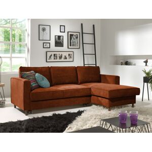 Lisa Design Jake canape d'angle droit convertible avec coffre 4 places en velours côtele Rouille