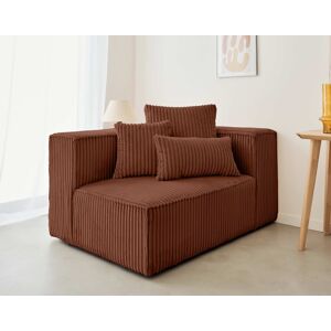 Lisa Design Colombine module d'assise droit en velours côtelé grosses côtes Terracotta