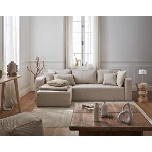 Best Mobilier Topaze canapé d'angle réversible 4 places convertible avec coffre en tissu Beige - Publicité