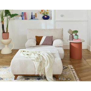 Best Mobilier Cristal fauteuil convertible avec coffre et grand pouf en velours texturé Beige - Publicité