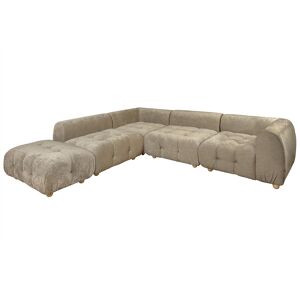 Now's home - Canape d'angle 5 Modules en Velours pane Twiggy gris/taupe - 300x265xH.67 cm GrisTaupe