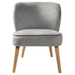 Deko & Co - Fauteuil Crapaud velours gris perle - 51x57x63 cm Gris Perle