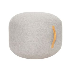 Hübsch Interior - Pouf avec poignee en cuir, Ø 50 x H 35 cm, gris