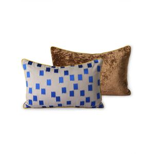 HKliving - DORIS Vintage Coussin, 25 x 40 cm, blue brush