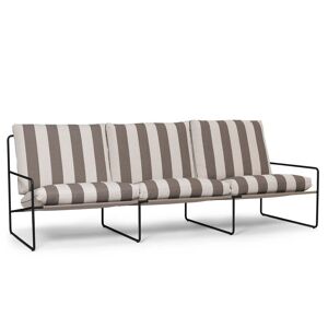 ferm LIVING - Desert Stripe Outdoor Canapé 3 places, noir / chocolat