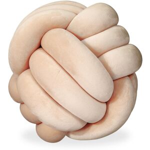 RELAXDAYS 1x coussin noué, canapé, décoratif, scandinave, Oreiller d’ornement nœud, Ø 25 cm, beige - Publicité