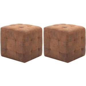 Vidaxl - 2 pcs Poufs Marron 30 x 30 x 30 cm Similicuir daim - Publicité