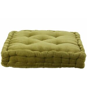 THEDECOFACTORY Arthur - Pouf tapissier en velours de coton uni vert mousse 40x40 - Vert - Publicité