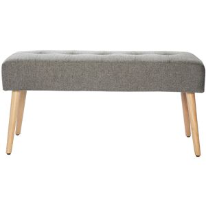 MILIBOO Banc scandinave capitonné en tissu effet velours texturé gris clair et bois clair L95 cm guesta - Gris clair - Publicité