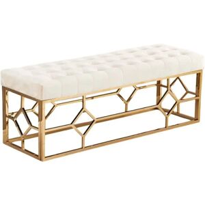 HOMY FRANCE Banquette xxl vertigo Gold velours Beige 140x45x50 cm - Publicité