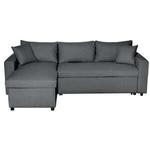 LOUNGITUDE Canapé d'Angle maria Réversible et Convertible avec Coffre en tissu - Gris foncé - Gris foncé - Publicité