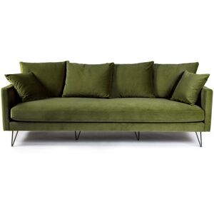 Canapé 4 places en velours pieds épingles noirs - Villabon - Couleur - Vert olive Drawer - Publicité