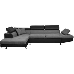 LOUNGITUDE Canapé d'angle rio Convertible avec coffre en microfibre et simili - Angle Gauche, Gris et Noir - Gris/noir - Publicité