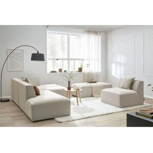 Canapé modulable Canapé modulable préconfiguré Bobochic Canapé d'angle fixe modulable megeve tissu chiné avec 1 chauffeuse et 1 pouf Angle droit - Publicité