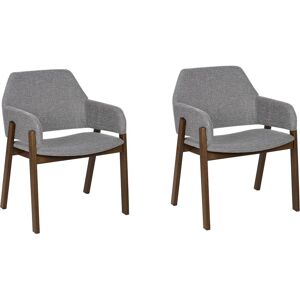 BELIANI Lot de 2 Chaises de Cuisine Façon Fauteuil Tissu Gris Foncé et Bois Sombre Albion - Gris - Publicité