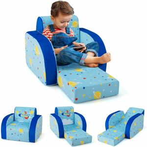 COSTWAY Canapé Convertible pour Enfants de 0-4Ans, Canapé-Lit Rembourré pour Enfants avec Siège Rembourré en Éponge, Tissu en Velours et Motif pour Lecture, - Publicité