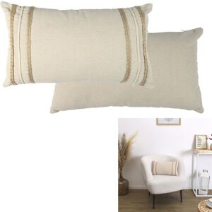 Rsd Distrib - Coussin Beige Et Blanc Tresse 30x50cm M8 - Publicité