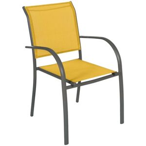 Hesperide - Fauteuil de jardin empilable Piazza jaune moutarde & graphite en aluminium traité époxy - Hespéride - Jaune moutarde / graphite - Publicité