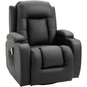 HOMCOM Fauteuil de massage et relaxation électrique chauffant inclinable manuellement repose-pied télécommande noir - Noir - Publicité