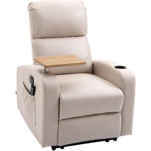 HOMCOM Fauteuil de massage électrique inclinable avec repose-pied télécommande revêtement synthétique tissu 77I x 93P x 105H cm beige - Publicité