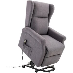 HOMCOM Fauteuil de relaxation électrique fauteuil releveur inclinable avec repose-pied ajustable lin gris chiné - Gris - Publicité