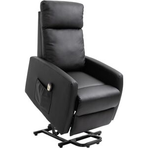 HOMCOM Fauteuil de relaxation électrique fauteuil releveur inclinable repose-pied ajustable revêtement synthétique noir - Noir - Publicité