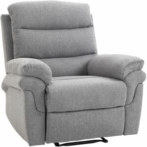 HOMCOM Fauteuil de relaxation inclinable manuel avec repose-pied ajustable tissu polyester aspect lin gris clair chiné - Gris - Publicité