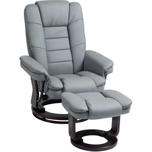 HOMCOM Fauteuil de relaxation inclinable pivotant avec repose-pied pu gris - Gris - Publicité