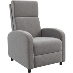 HOMCOM Fauteuil de relaxation inclinable réglable repose-pied tissu gris - Gris - Publicité