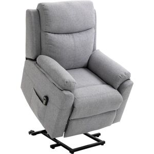 HOMCOM Fauteuil de relaxation électrique - fauteuil releveur inclinable avec repose-pied ajustable et télécommande - tissu polyester aspect lin gris clair chiné - Publicité