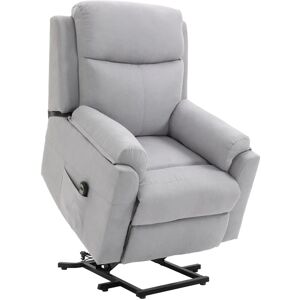 HOMCOM Fauteuil de relaxation électrique - fauteuil releveur inclinable avec repose-pied ajustable et télécommande - tissu aspect lin gris clair - Publicité