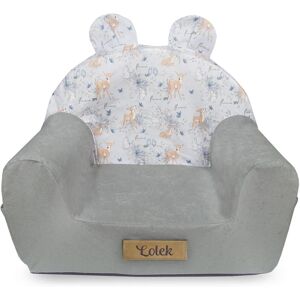 Flumi - Fauteuil enfant avec oreilles gris + cerfs - Publicité