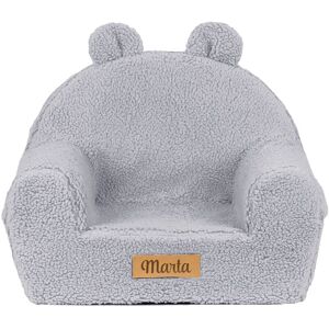 Flumi - Fauteuil enfant avec oreilles, gris, matière peau de mouton - Publicité