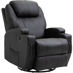 HOMCOM Fauteuil luxe de relaxation et massage inclinaison dossier repose-pied réglable revêtement synthétique noir - Noir - Publicité