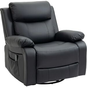 HOMCOM Fauteuil de massage et relaxation électrique inclinable pivotant repose-pied télécommande noir - Noir - Publicité