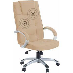 BELIANI Fauteuil de bureau massant en cuir beige avec pieds argentés mat diamond ii - Publicité