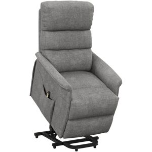 HOMCOM Fauteuil de relaxation électrique télécommande - fauteuil releveur inclinable, repose-pied ajustable - tissu polyester aspect lin gris chiné - Gris - Publicité