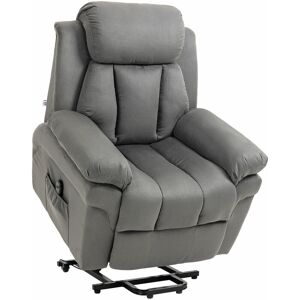 HOMCOM Fauteuil de relaxation électrique fauteuil releveur inclinable avec repose-pied ajustable tissu gris - Gris - Publicité