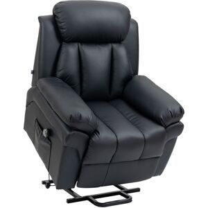 HOMCOM Fauteuil releveur inclinable avec repose-pied ajustable - fauteuil de relaxation électrique - revêtement synthétique noir - Noir - Publicité