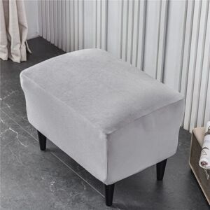 AORSHER Housse Ottomane Housses de Pouf Extensible Rectangulaire Velours, Housse de Repose-Pieds Protecteur de Meubles Housse de Tabouret avec Fond élastique Antidérapante gris clair - Publicité