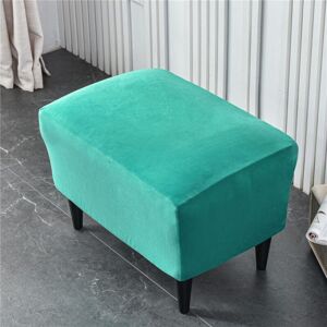 AORSHER Housse Ottomane Housses de Pouf Extensible Rectangulaire Velours, Housse de Repose-Pieds Protecteur de Meubles Housse de Tabouret avec Fond élastique Antidérapante paon bleu - Publicité