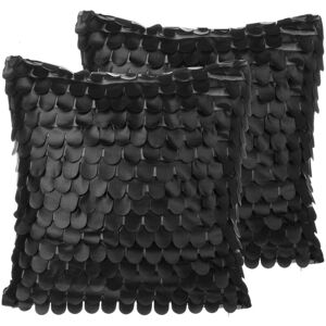 Lot de 2 Coussins Décoratifs Noirs 45 x 45 cm en Simili-cuir en Forme d'Ecailles pour Chambre ou Salon au Style Moderne Glamour ou Rétro Beliani - Publicité