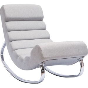 MILIBOO Rocking chair design en tissu gris clair et acier chromé TAYLOR - Gris clair - Publicité