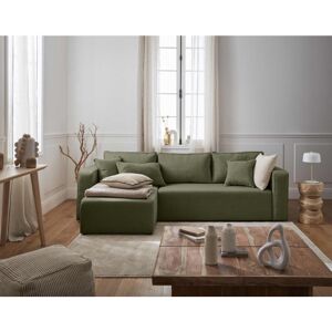 BESTMOBILIER Topaze - canapé d'angle réversible - 4 places - convertible avec coffre - en tissu - vert - Vert - Publicité