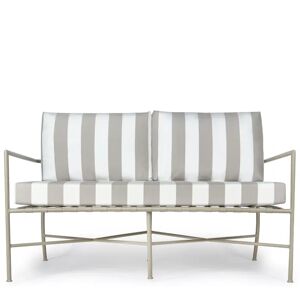 NV GALLERY Canape 2 places outdoor BEL AIR - Canape 2 places outdoor, Rayures taupe waterproof noir-blanc & metal noir, L145 Blanc / Taupe