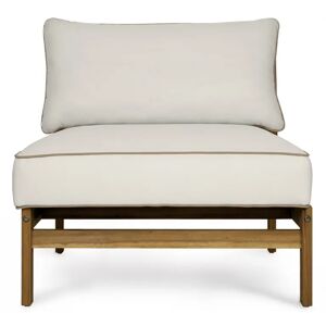 NV GALLERY Fauteuil outdoor BAYSIDE - Fauteuil modulable outdoor, Blanc crème waterproof & bois d'acacia Blanc / Naturel